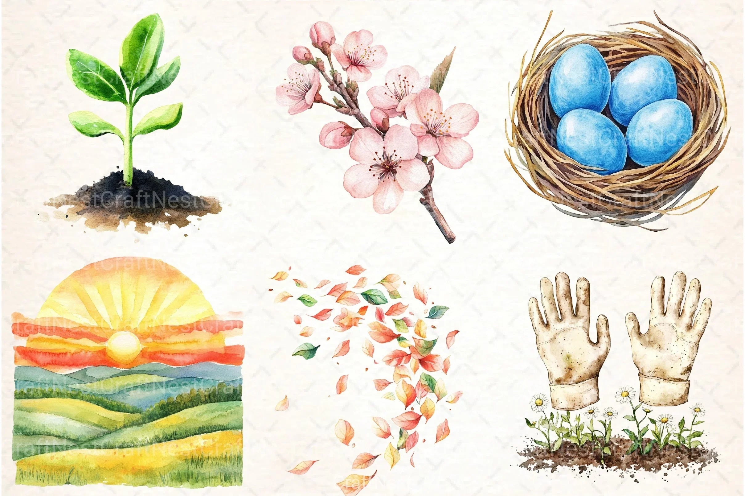 Spring Seasonal Elements Clipart Bundle 99 - CraftNest - Digital Crafting and Art