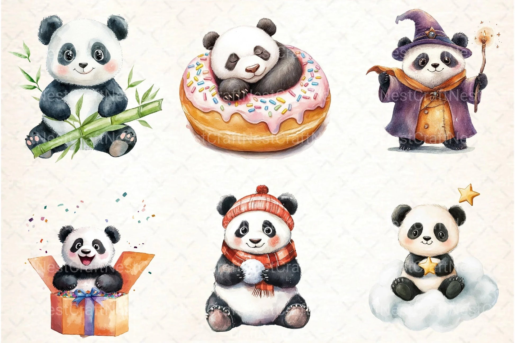Cute Panda Clipart Bundle 9 - CraftNest - Digital Crafting and Art