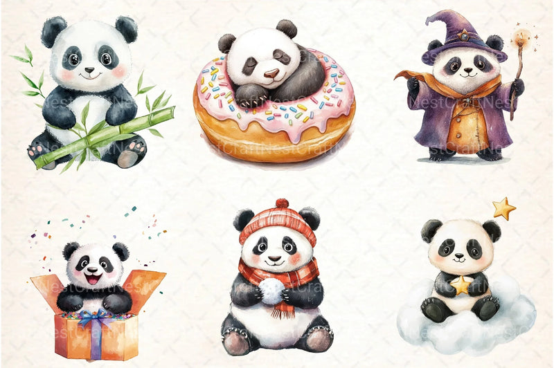 Cute Panda Clipart Bundle 9 - CraftNest - Digital Crafting and Art