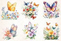 Butterfly Flowers Clipart Bundle 99 - CraftNest - Digital Crafting and Art