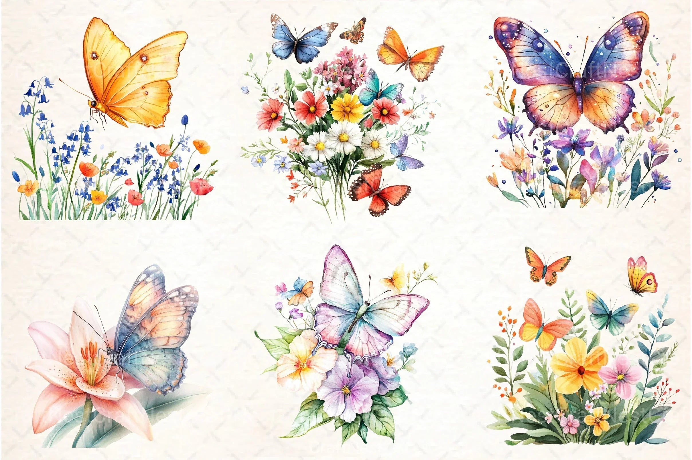 Butterfly Flowers Clipart Bundle 99 - CraftNest - Digital Crafting and Art