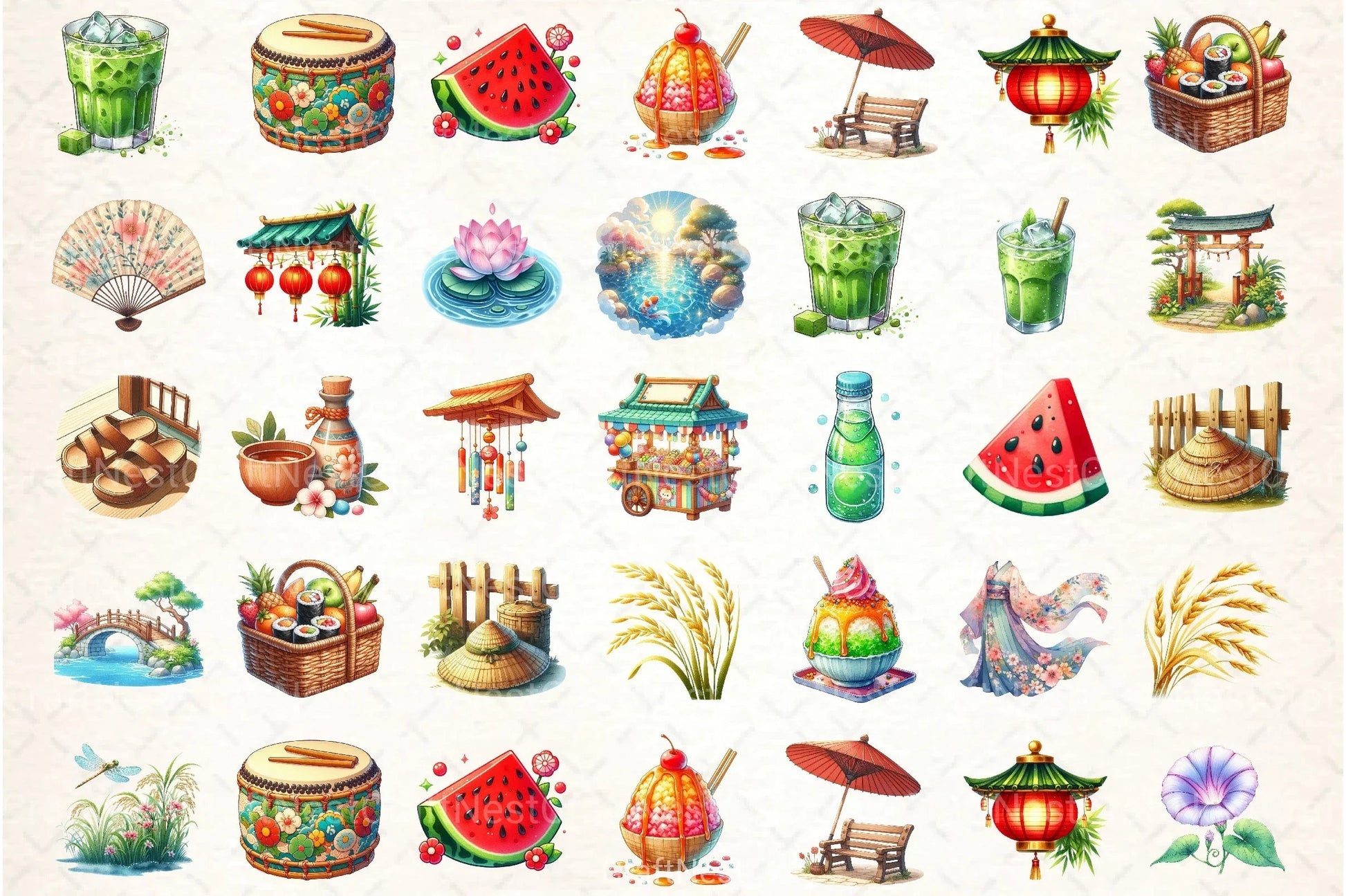Japanese Summer Clipart Bundle - CraftNest - Digital Crafting and Art
