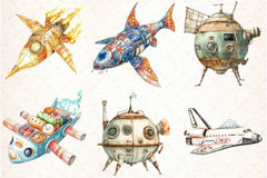 Japanese Spaceship Clipart Bundle - CraftNest - Digital Crafting and Art