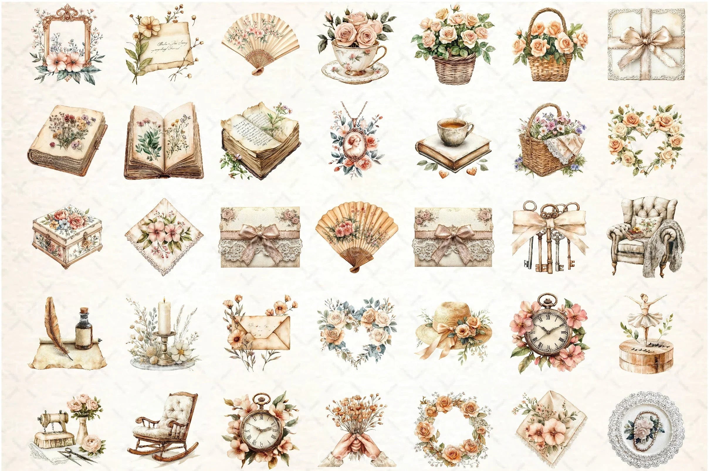 Vintage Beige Mother's Day Clipart Bundle - CraftNest - Digital Crafting and Art