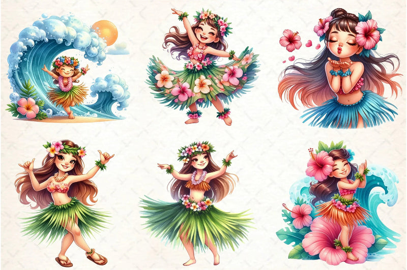 Summer Hula Girl Clipart Bundle - CraftNest - Digital Crafting and Art