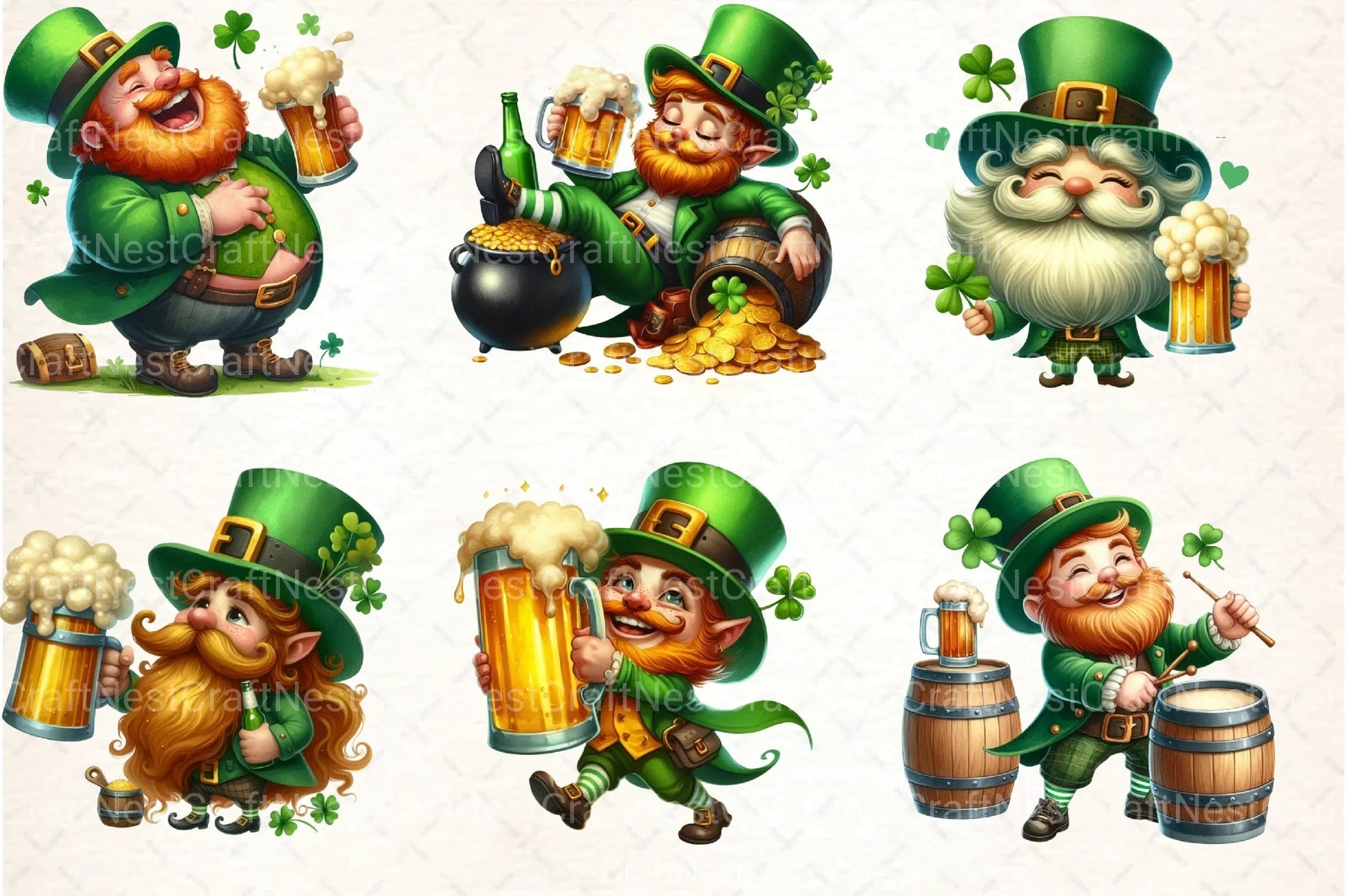 St. Patrick's Day Leprechaun Beer Clipart Bundle - CraftNest - Digital Crafting and Art