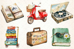 Retro Travel Clipart Bundle - CraftNest - Digital Crafting and Art