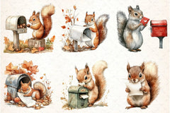 Autumn Squirrel with Mailbox Clipart Bundle 4 - CraftNest - Digital Crafting and Art