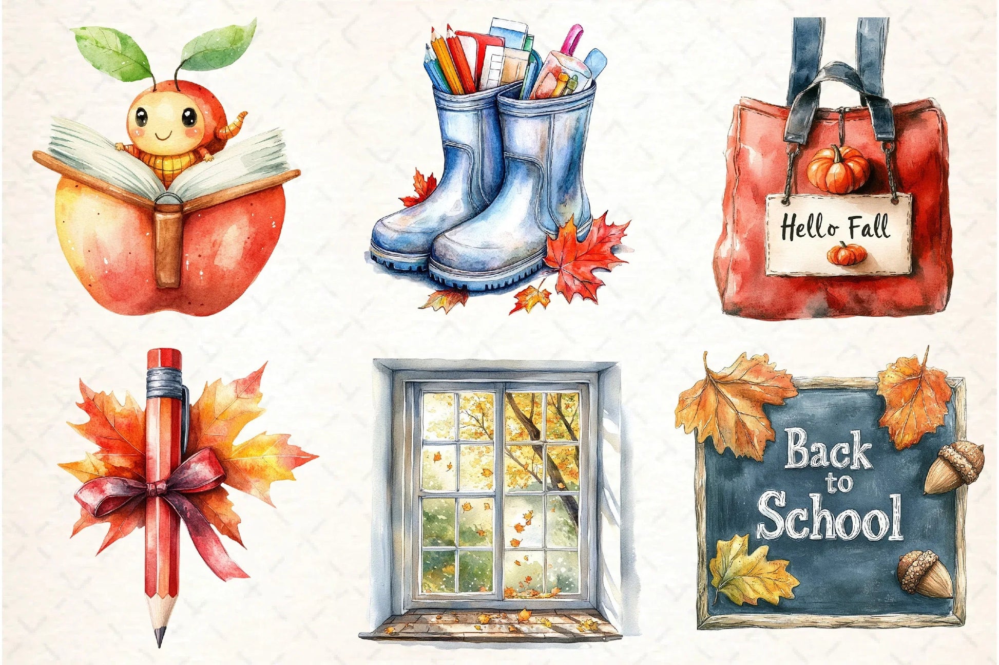 Autumn Back to School Clipart Bundle - CraftNest - Digital Crafting and Art