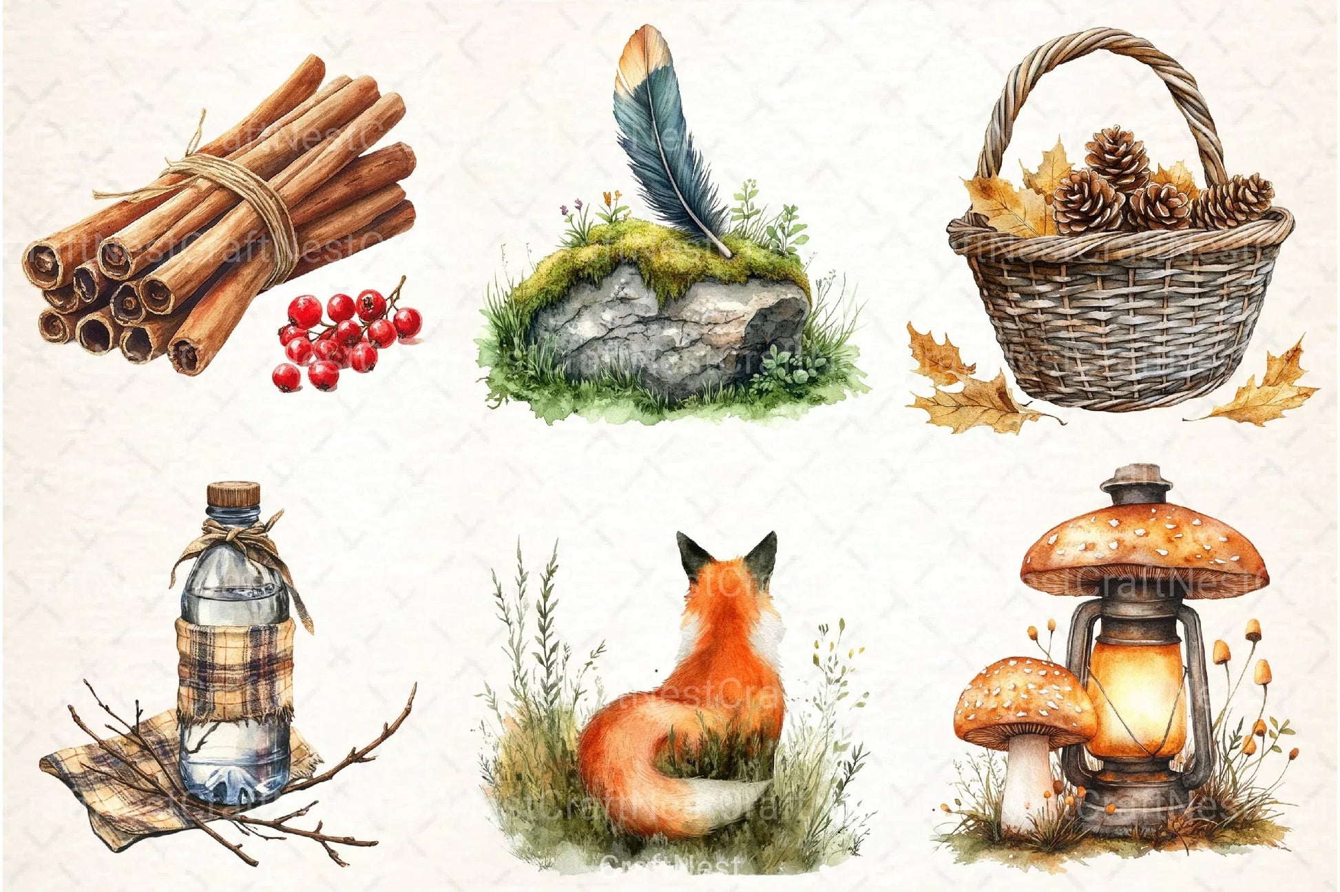 Autumn Nature Walk Clipart Bundle 1 - CraftNest - Digital Crafting and Art
