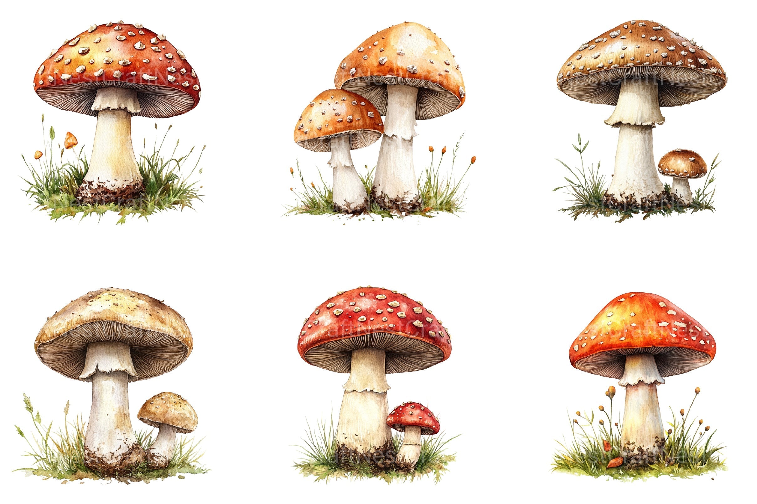 Summer Mushroom Clipart Bundle - CraftNest - Digital Crafting and Art