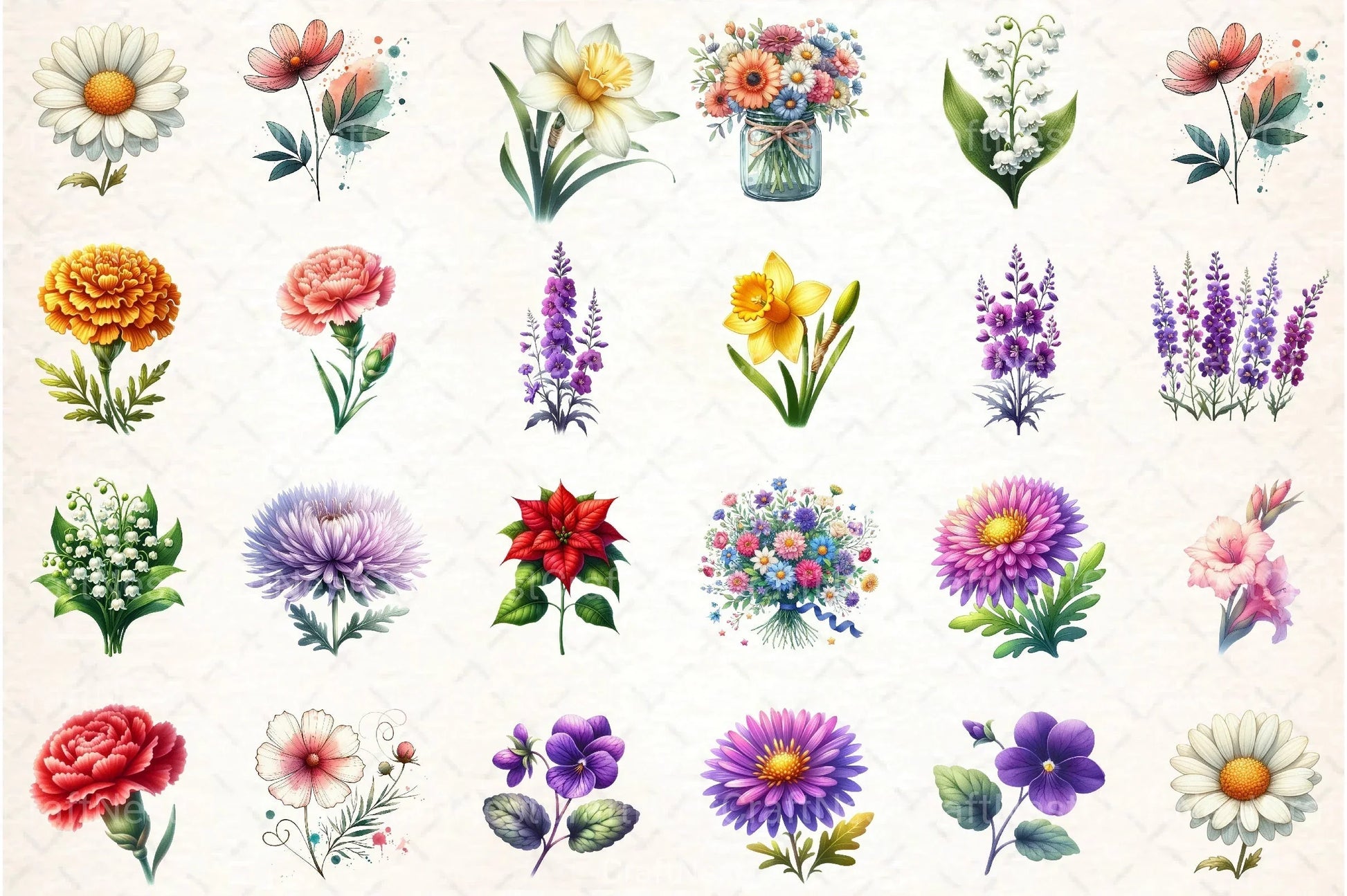 Birth Month Flower Clipart Bundle 8 - CraftNest - Digital Crafting and Art