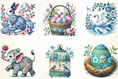 Blue Chinoiserie Spring Clipart Bundle - CraftNest - Digital Crafting and Art