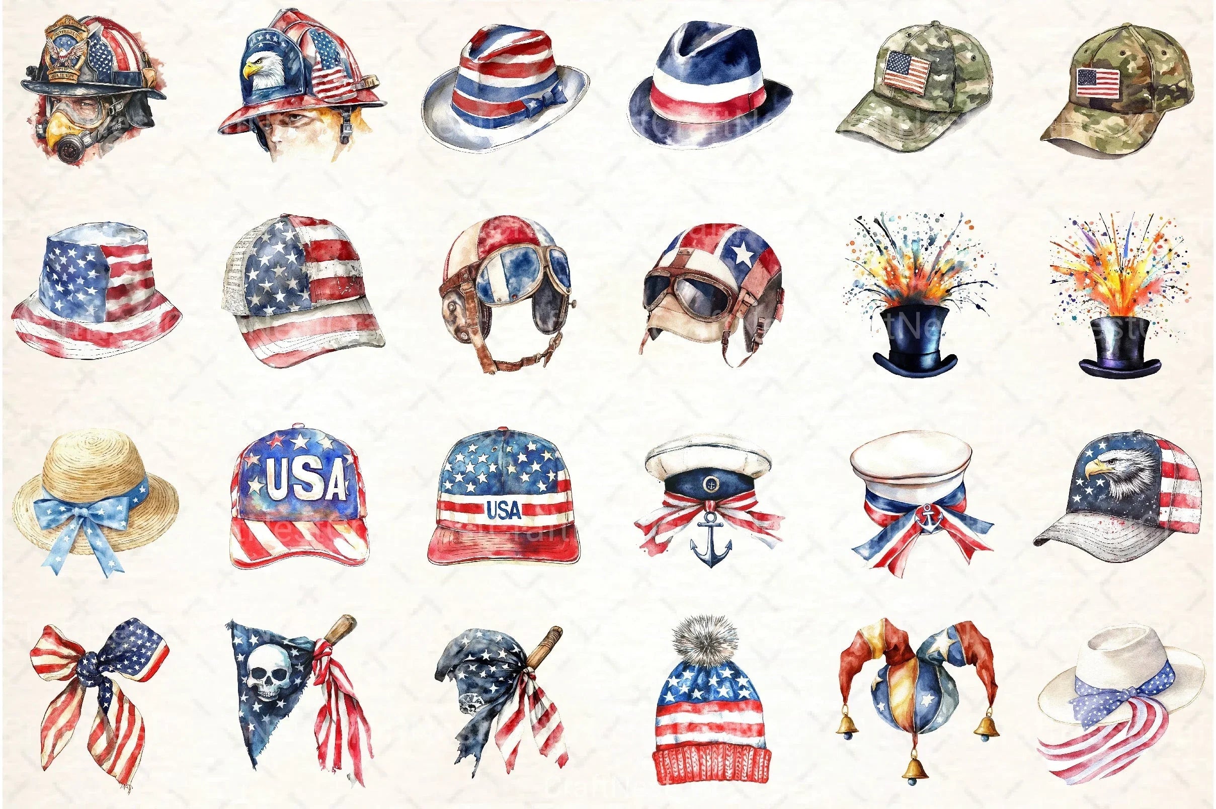 4th of July Hat Clipart Bundle 2 - CraftNest - Digital Crafting and Art