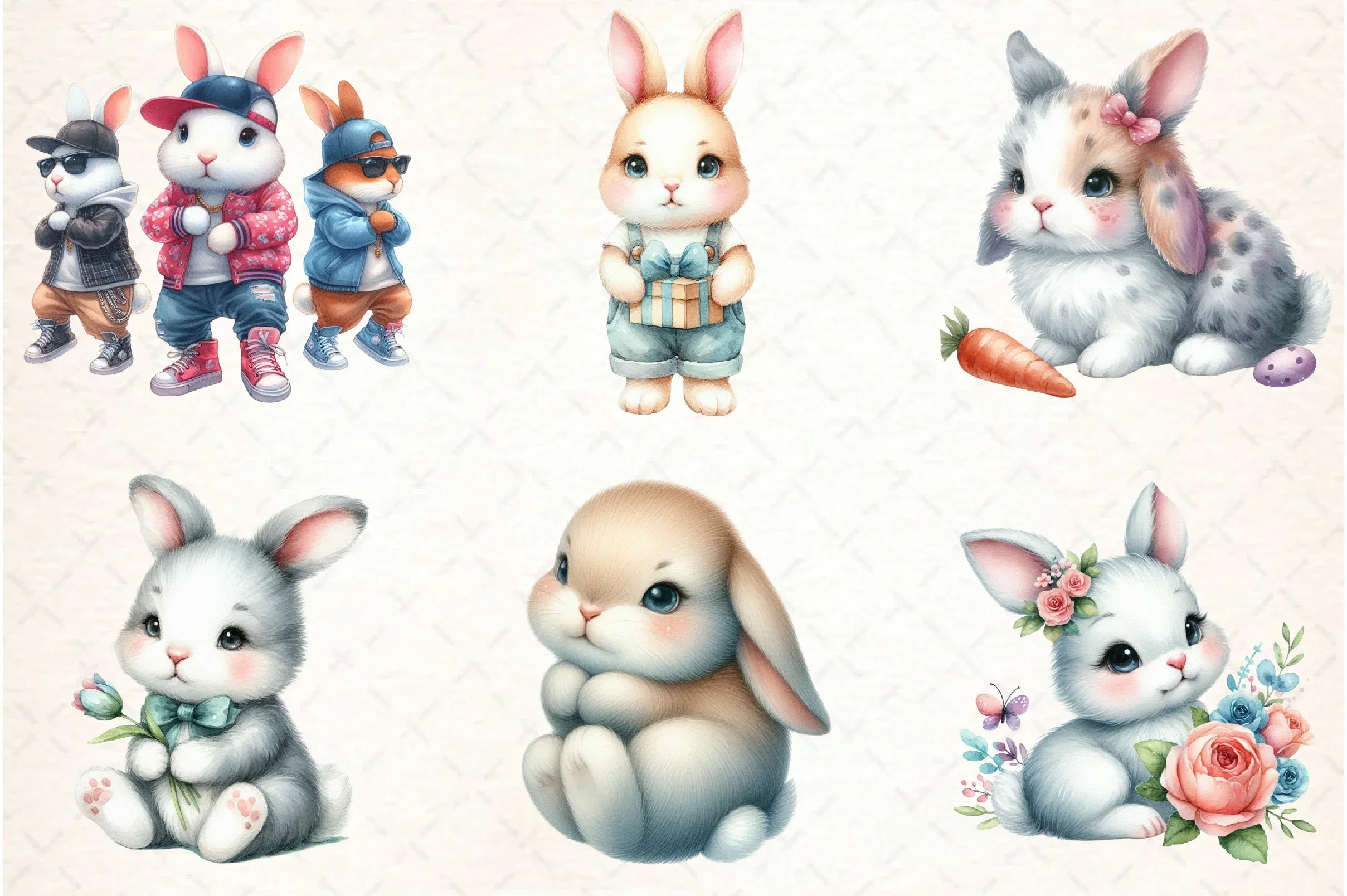 Cute Bunny Clipart Bundle Set - CraftNest - Digital Crafting and Art