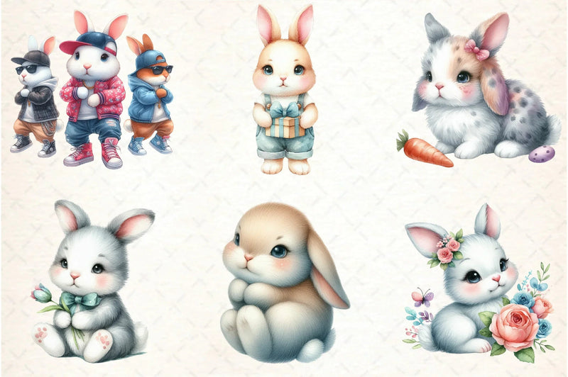 Cute Bunny Clipart Bundle Set - CraftNest - Digital Crafting and Art