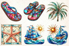Stained Glass Summer Clipart Bundle - CraftNest - Digital Crafting and Art