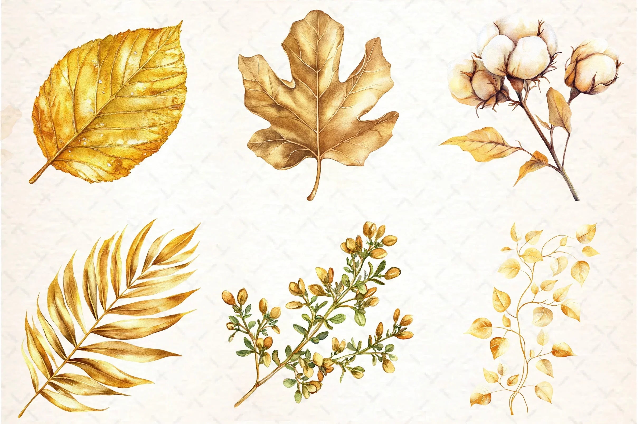 Golden Ornament Leaves Clipart Bundle - CraftNest - Digital Crafting and Art
