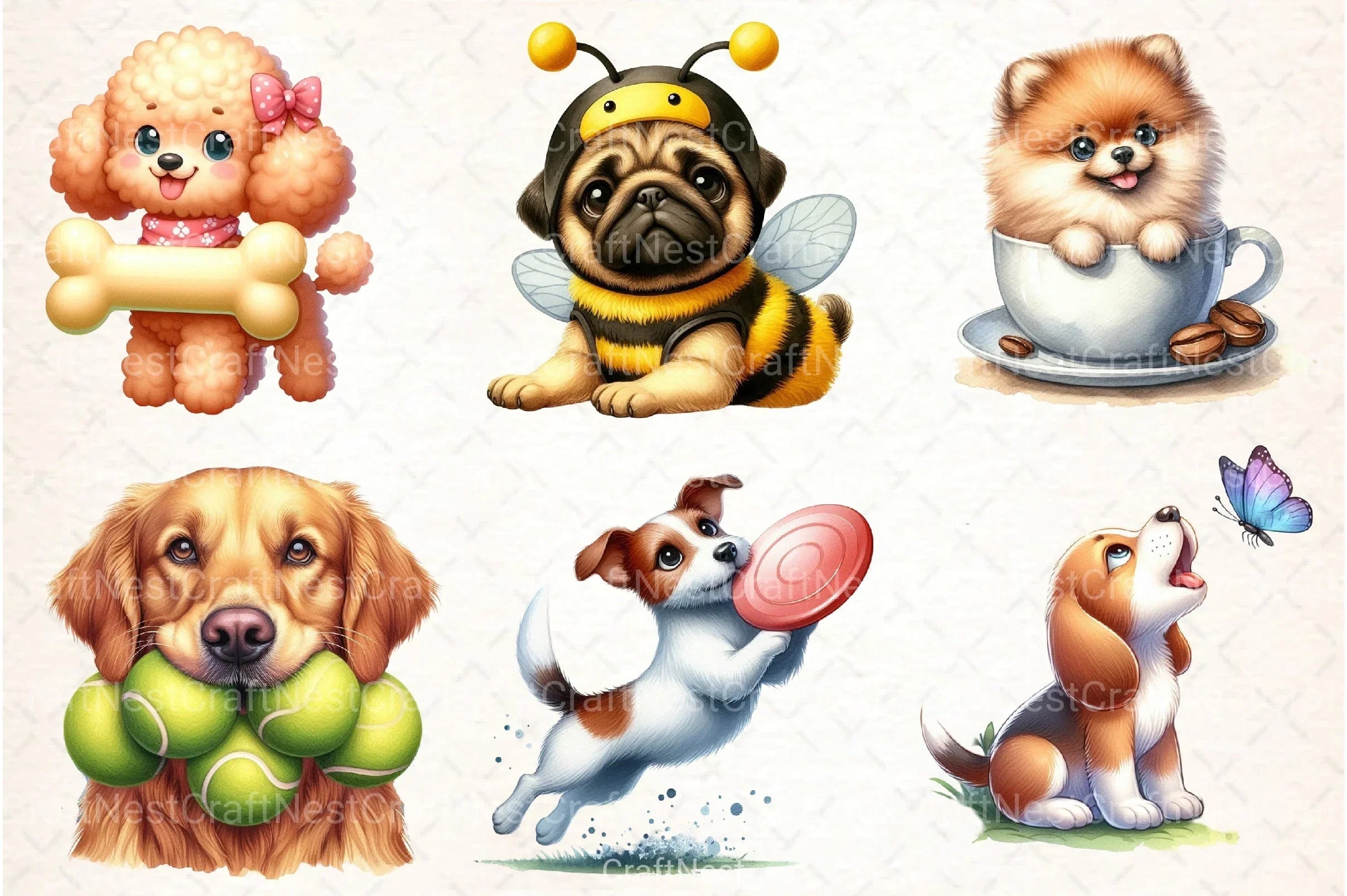 Cute & Funny Dog Breeds Clipart Bundle - CraftNest - Digital Crafting and Art