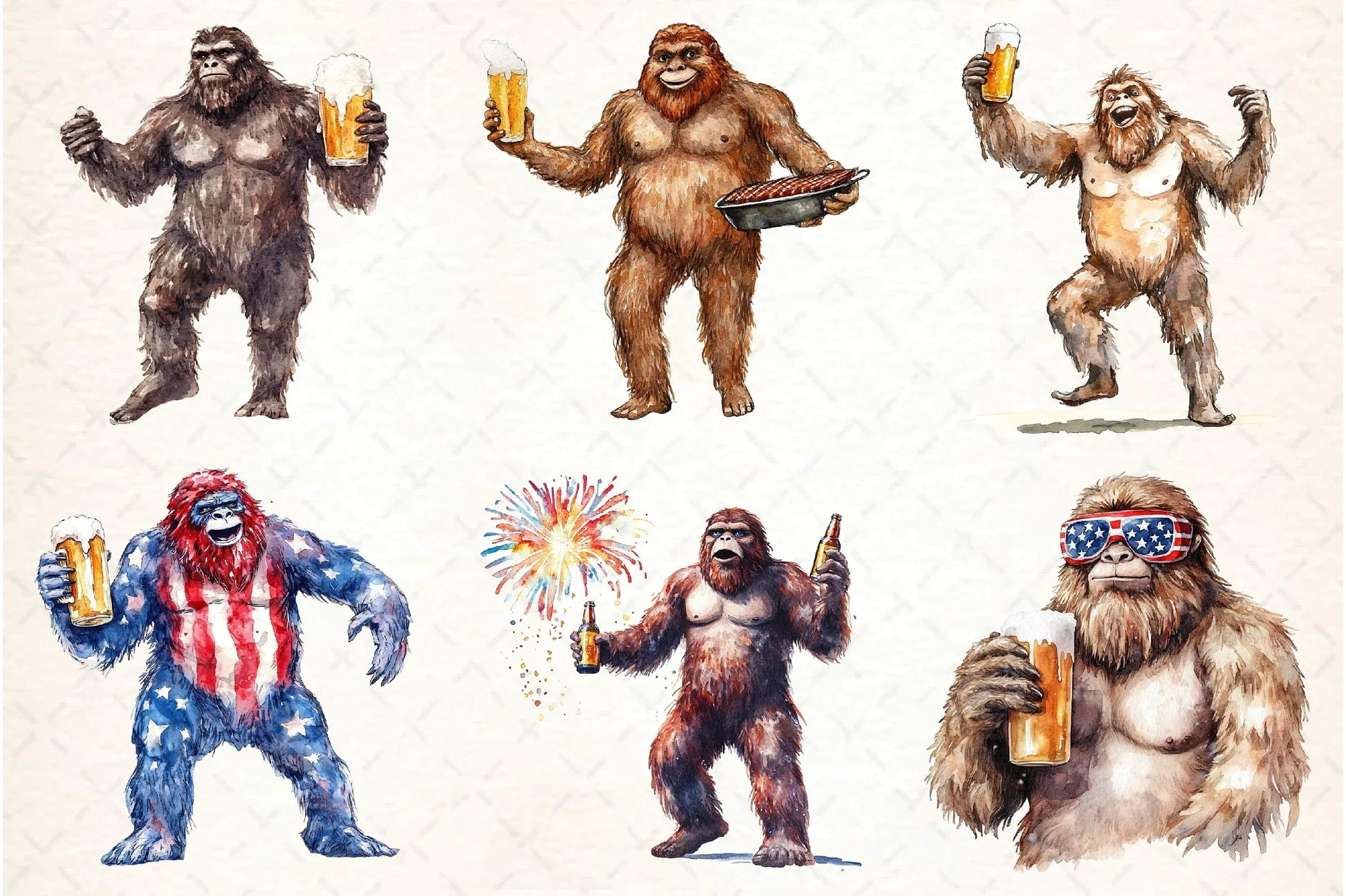 Bigfoot Holding Beer 4th of July Clipart Bundle - CraftNest - Digital Crafting and Art