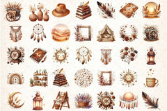 Boho Brown Clipart Bundle - CraftNest - Digital Crafting and Art