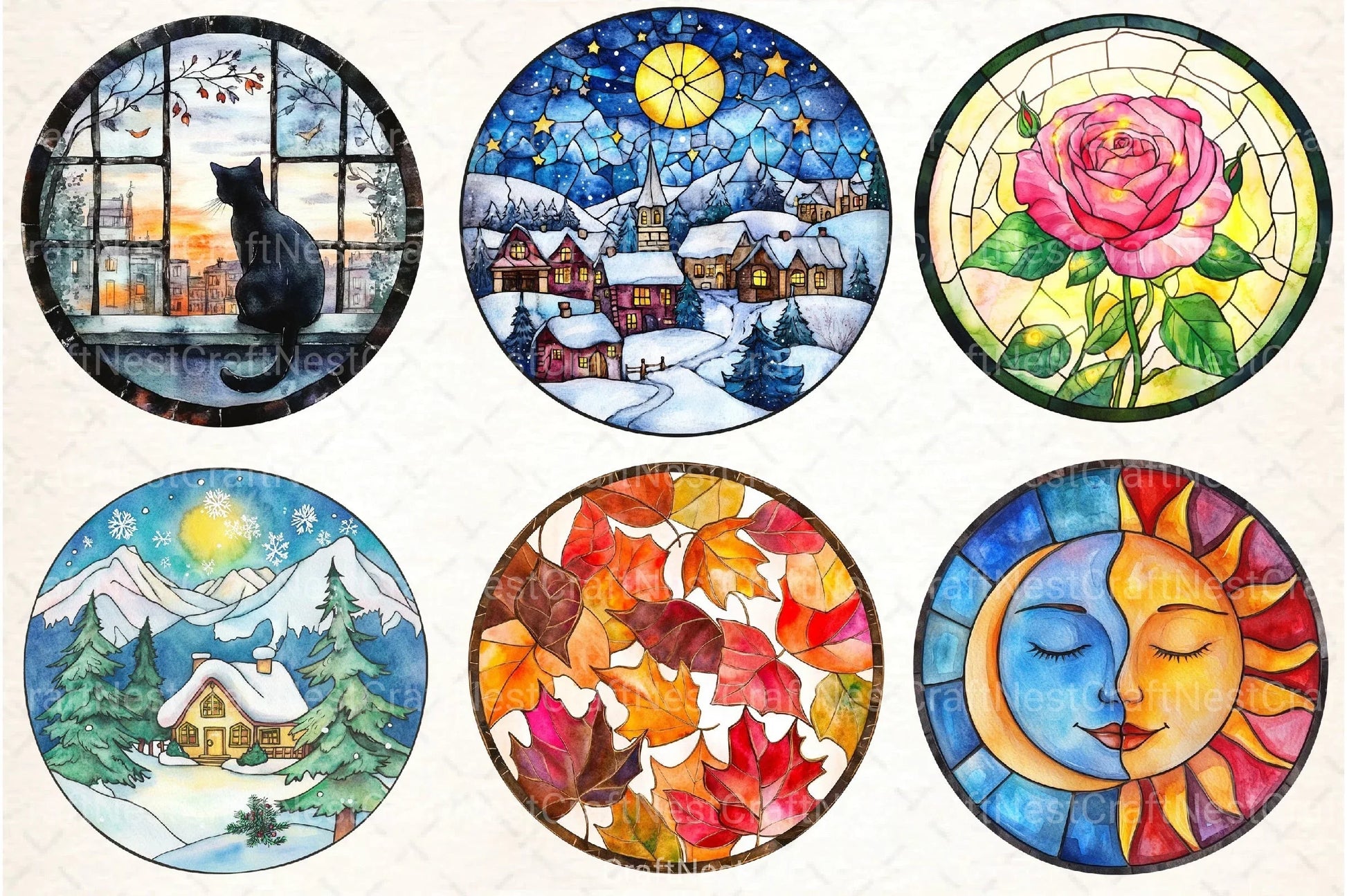 Stained Glass Clipart Bundle 222 - CraftNest - Digital Crafting and Art