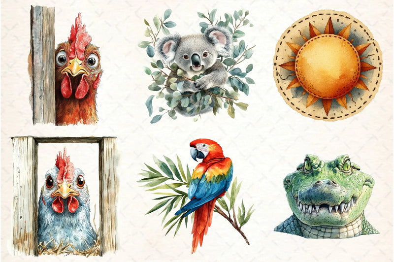 Quirky Animals Peeking Clipart Bundle - CraftNest - Digital Crafting and Art