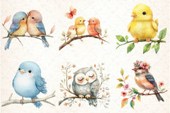 Cute Birds on Branch Clipart Bundle - CraftNest - Digital Crafting and Art