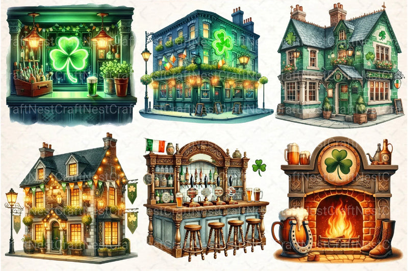 St. Patrick's Day Irish Pub Clipart Bundle - CraftNest - Digital Crafting and Art