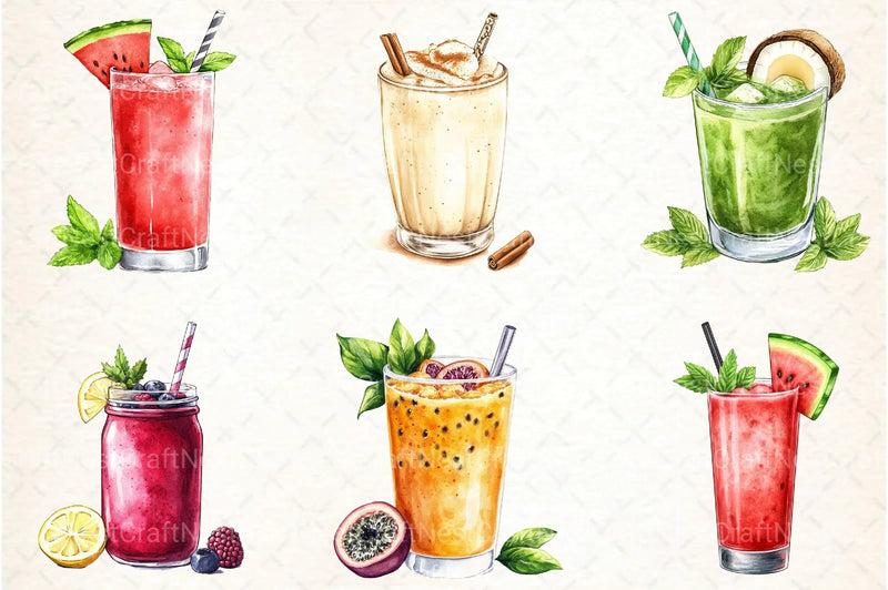 Summer Tropical Smoothie Cup Clipart Bundle 99 - CraftNest - Digital Crafting and Art
