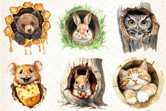 Funny Animals in Hole Clipart Bundle - CraftNest - Digital Crafting and Art