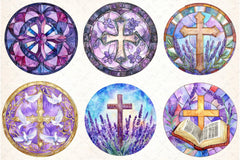Lavender Blessing & Cross Stained Glass Clipart Bundle - CraftNest - Digital Crafting and Art