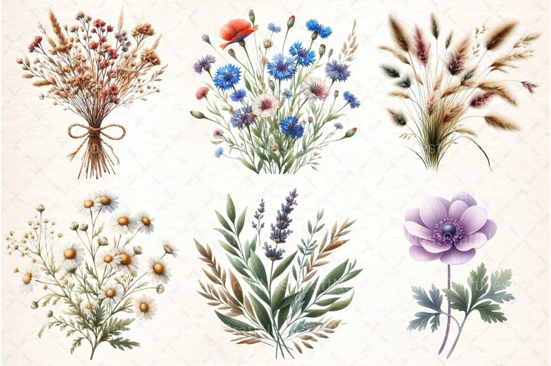 Botanical Forest Wildflower Clipart Bundle 1 - CraftNest - Digital Crafting and Art