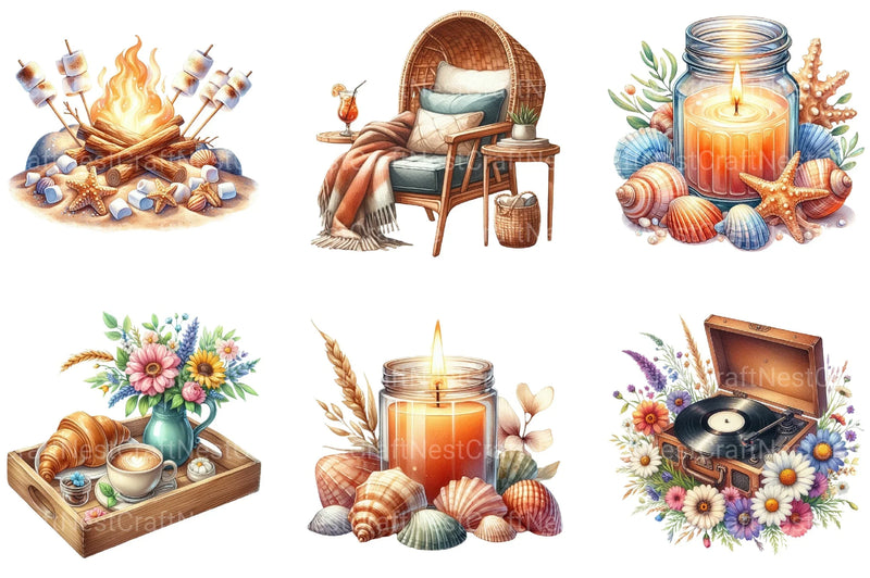 Cozy Summer Clipart Bundle 1 - CraftNest - Digital Crafting and Art