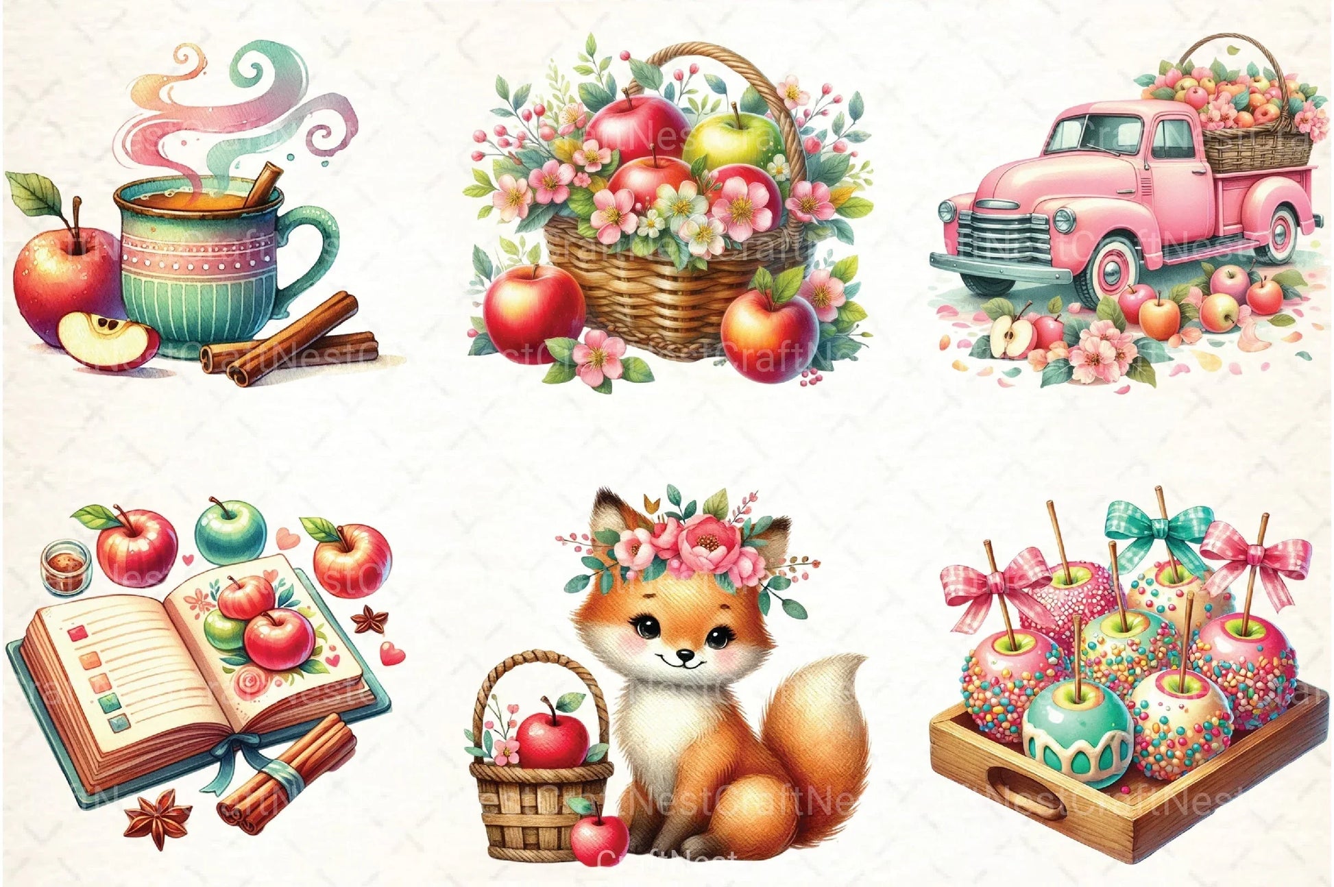 Spring Apple Harvest Clipart Bundle 45 - CraftNest - Digital Crafting and Art