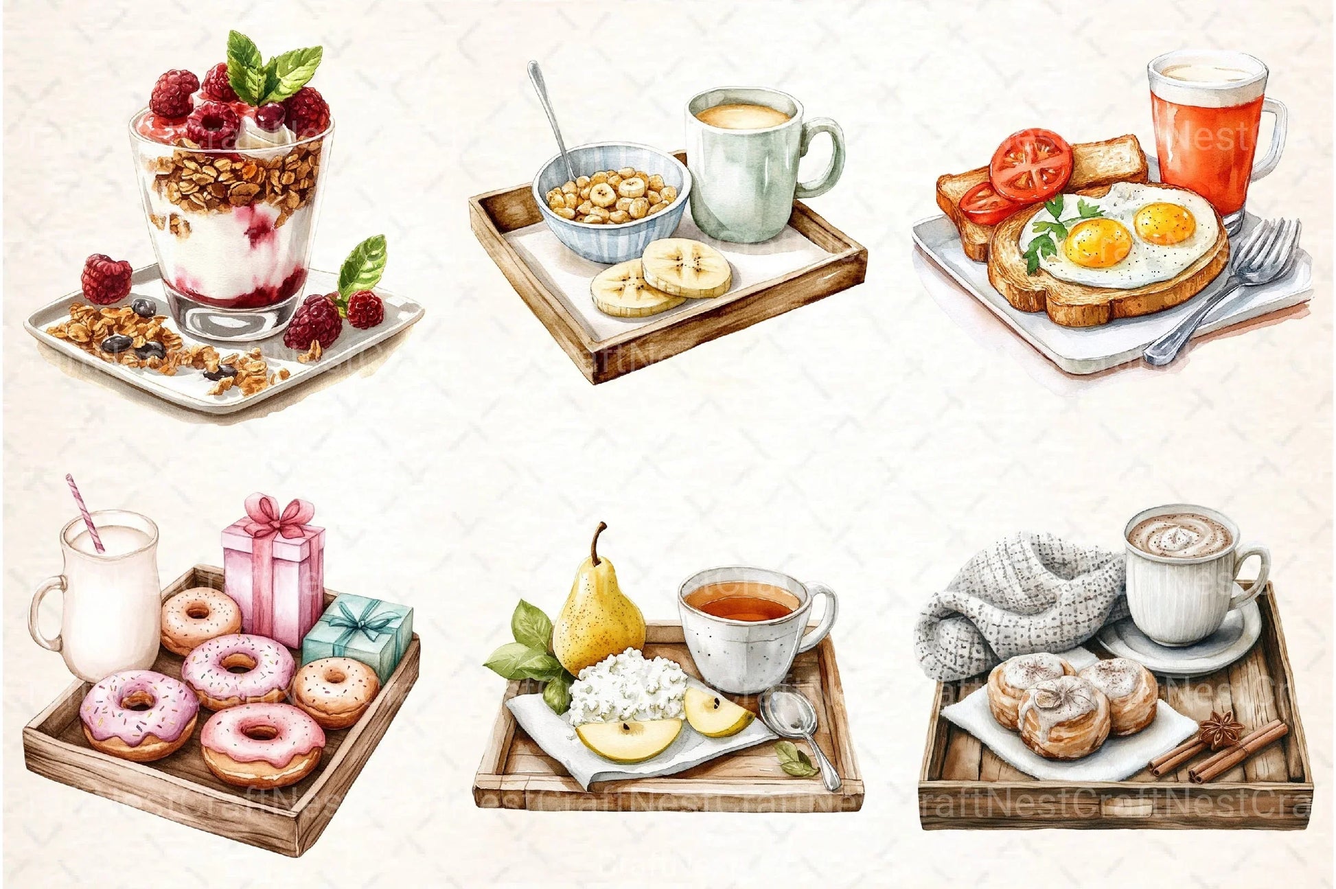 Breakfast Tray Clipart Bundle - CraftNest - Digital Crafting and Art