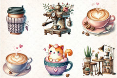 Cute Coffee Shop Café Clipart Bundle - CraftNest - Digital Crafting and Art