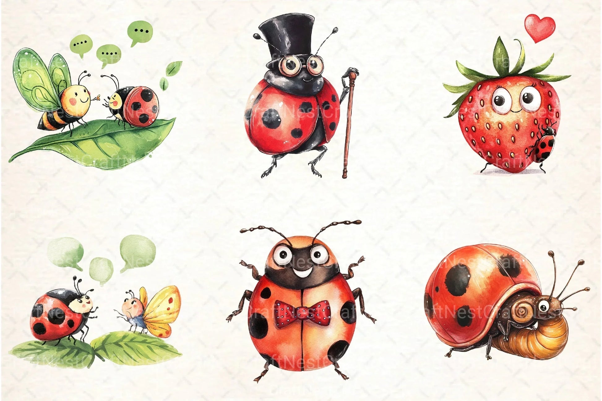 Quirky Funny Ladybug Clipart Bundle 2 - CraftNest - Digital Crafting and Art