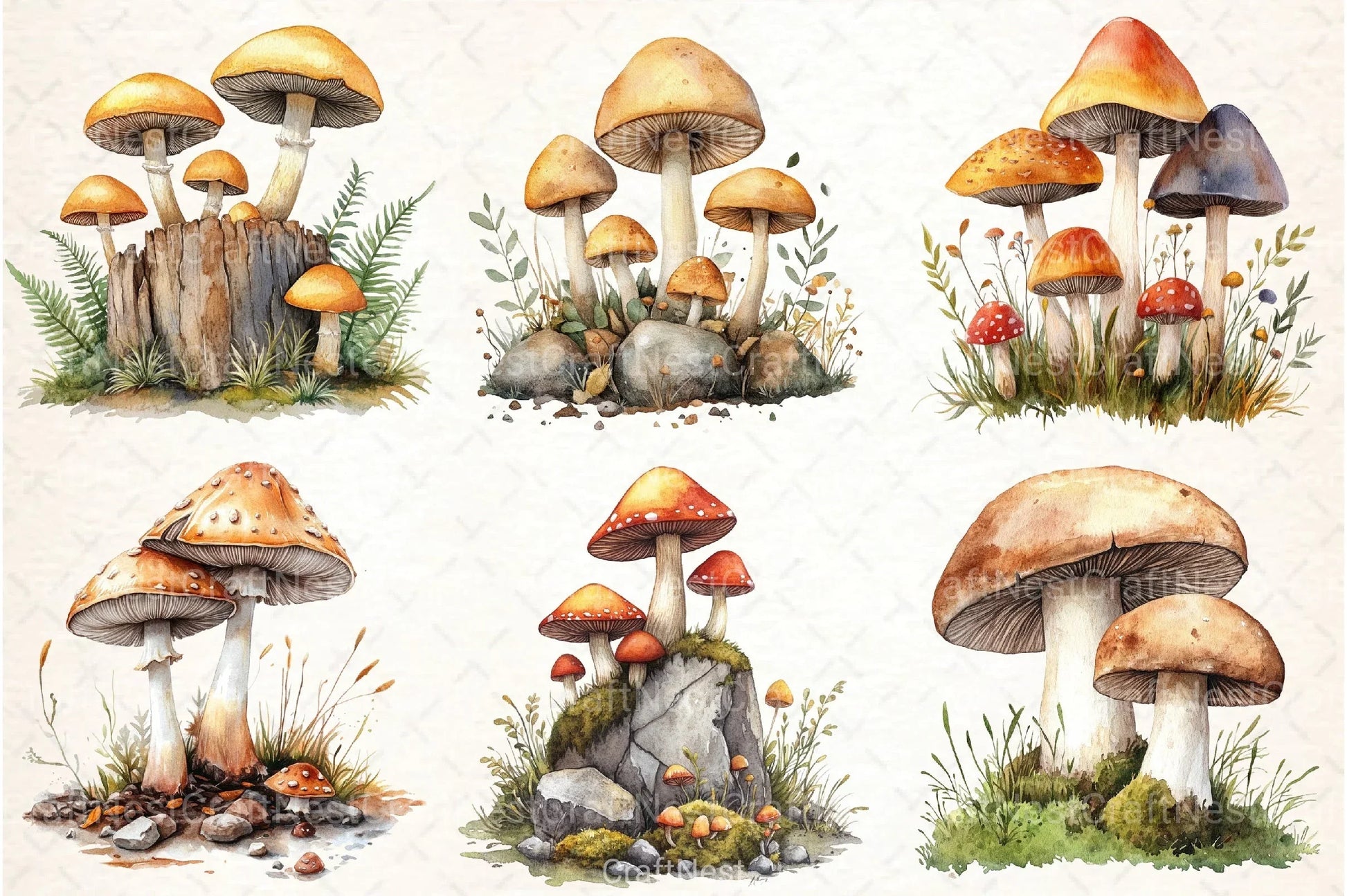 Mushroom Clipart Bundle 2 - CraftNest - Digital Crafting and Art