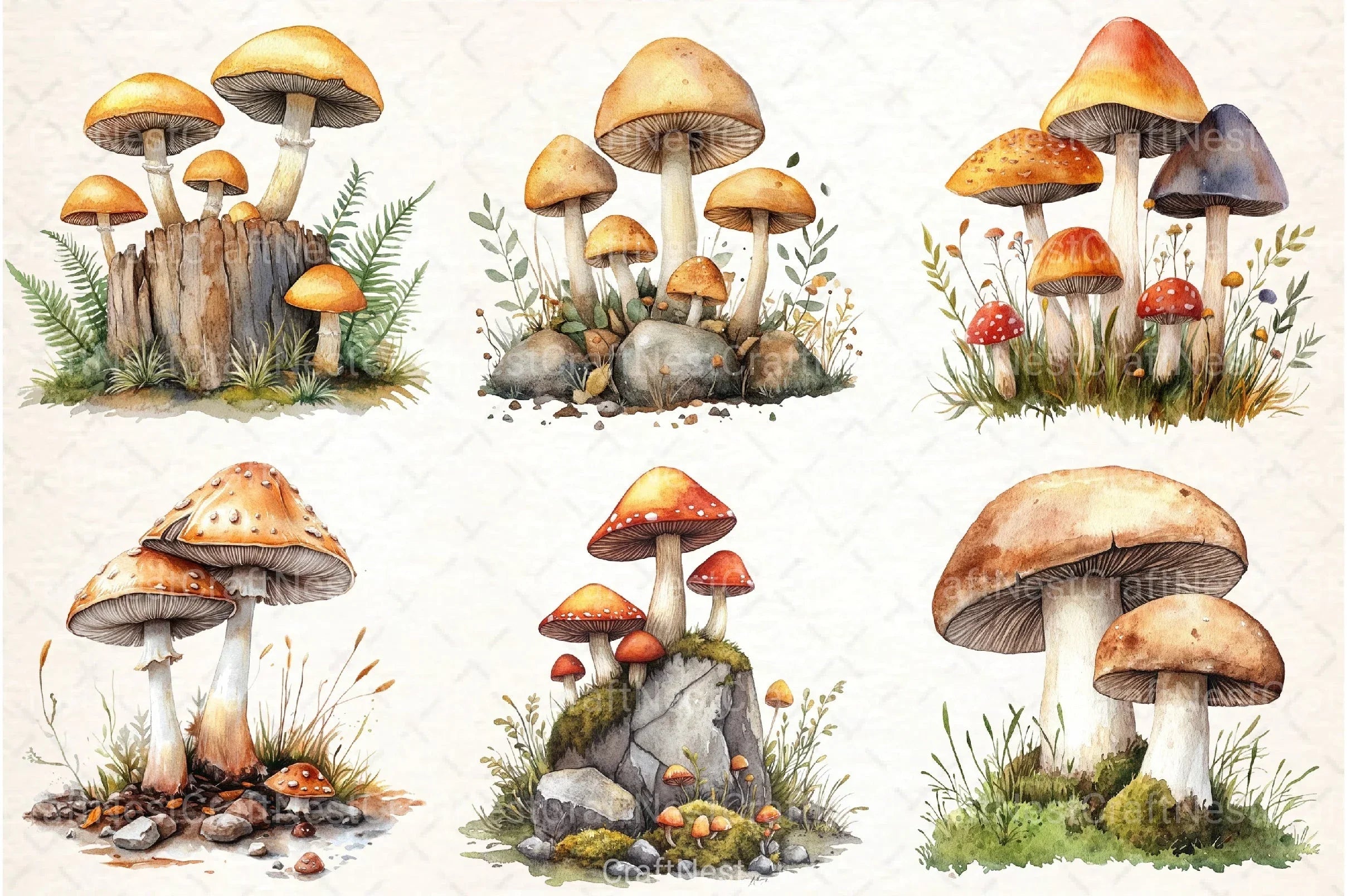 Mushroom Clipart Bundle 2 - CraftNest - Digital Crafting and Art