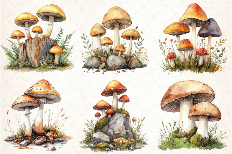 Mushroom Clipart Bundle 2 - CraftNest - Digital Crafting and Art