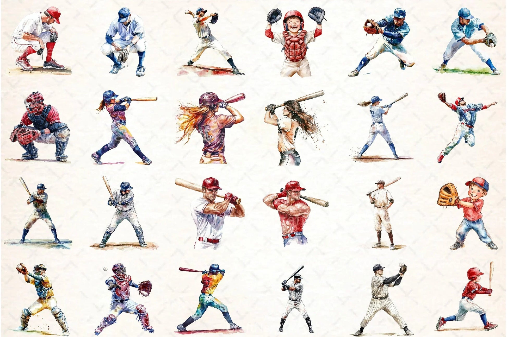 Baseball Players Clipart Bundle - CraftNest - Digital Crafting and Art