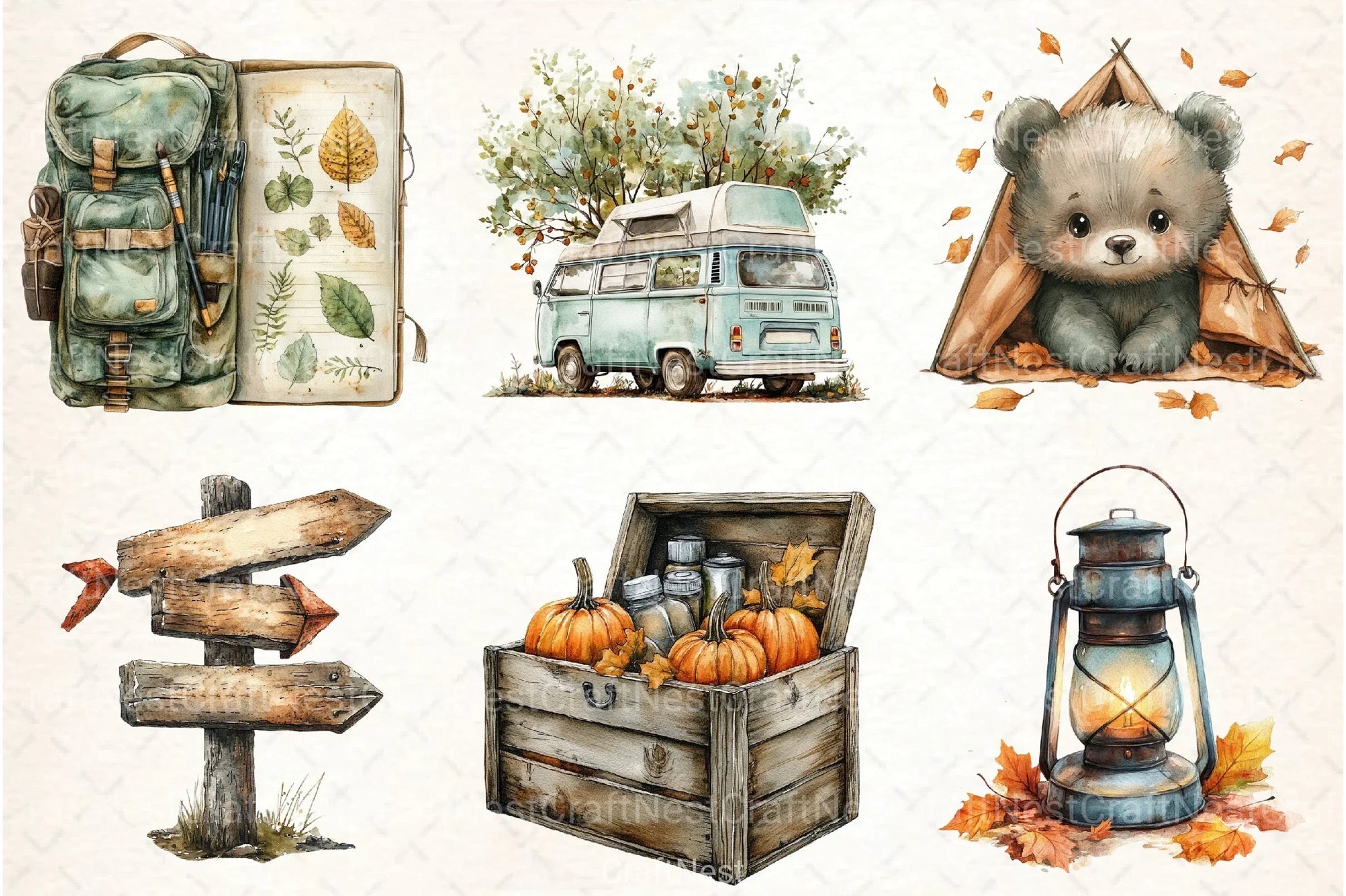 Autumn Camping Clipart Bundle - CraftNest - Digital Crafting and Art