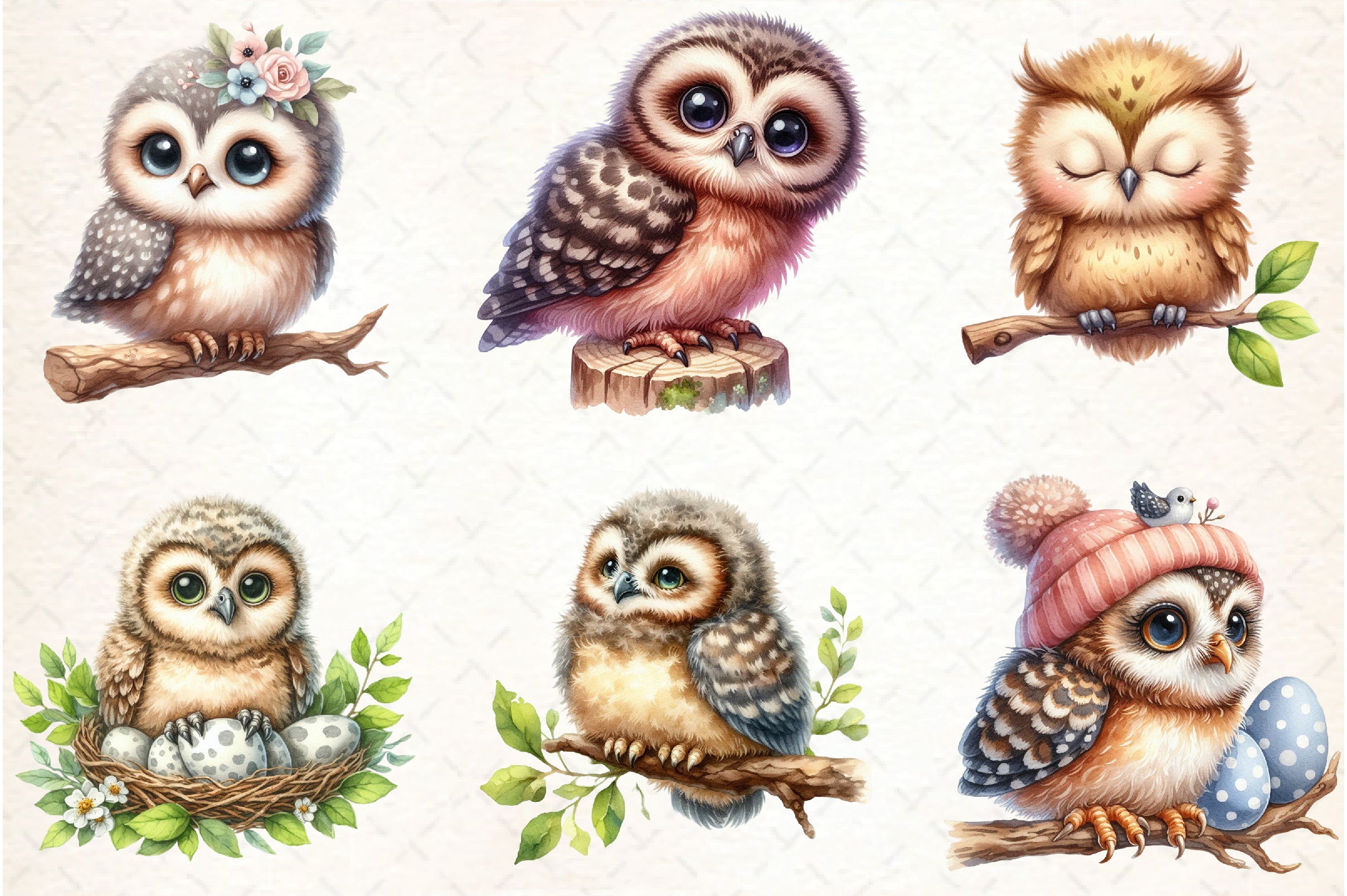 Baby Owl Clipart Bundle