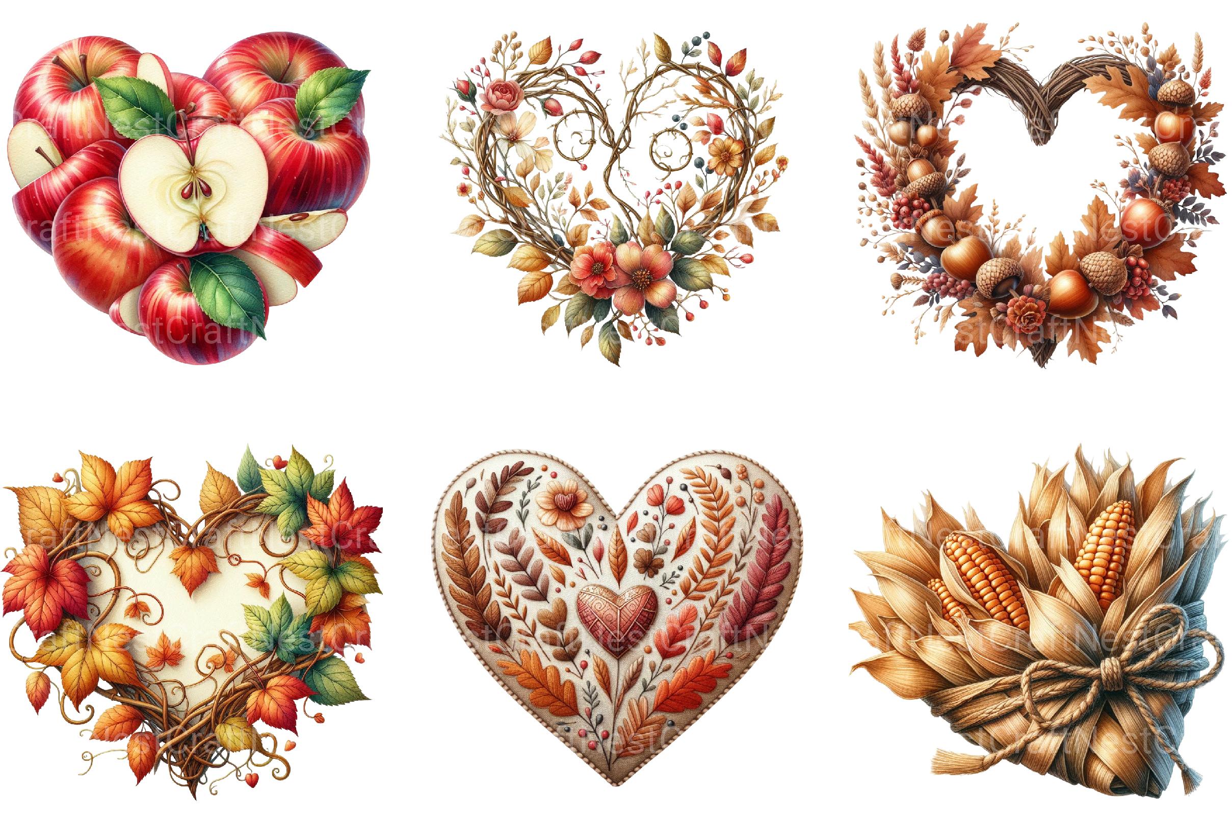 Hearts Autumn Clipart Bundle - CraftNest - Digital Crafting and Art