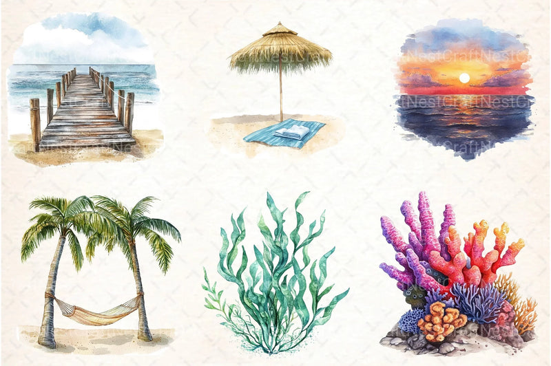 Beach Nature Clipart Bundle - CraftNest - Digital Crafting and Art
