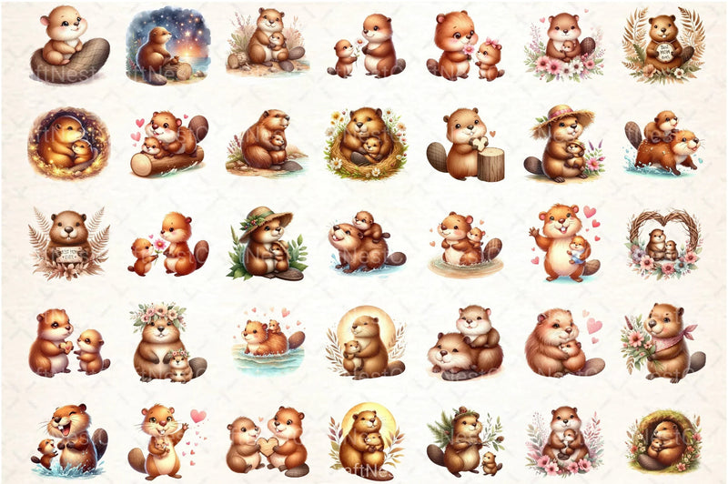 American Beaver Mother's Day Clipart Bundle - CraftNest - Digital Crafting and Art