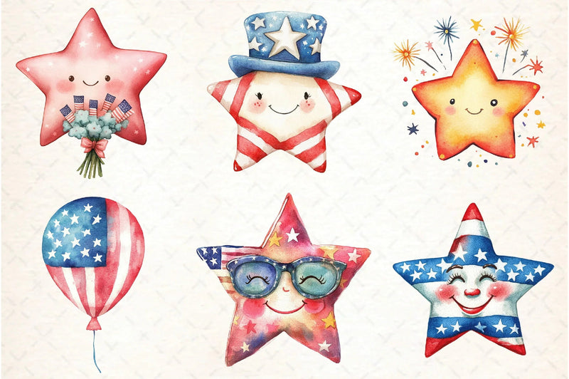Cute Star 4th of July Clipart Bundle - CraftNest - Digital Crafting and Art