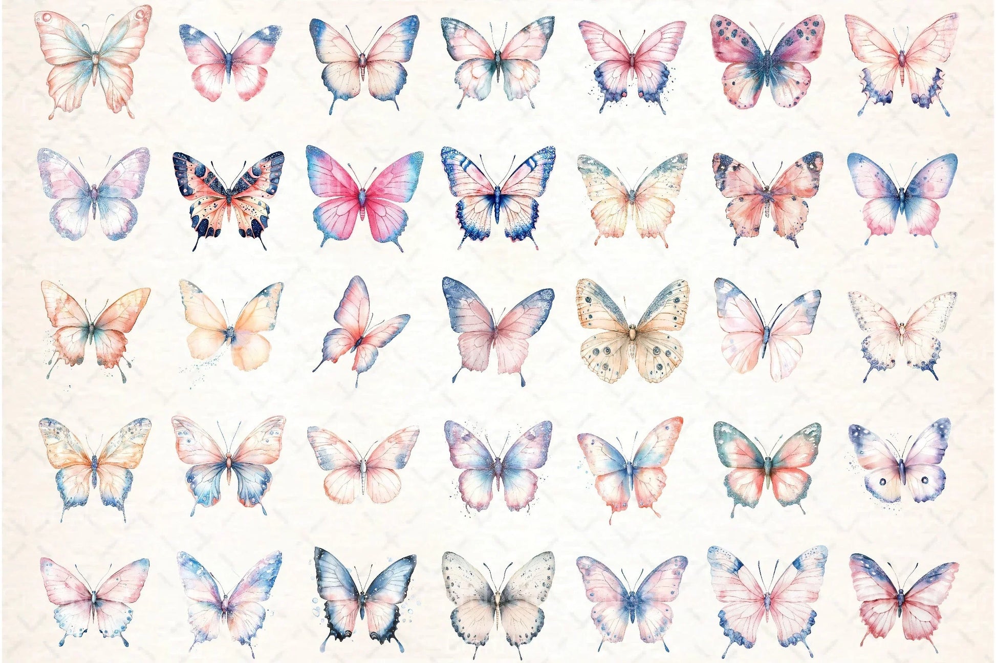 Blush Blue Glitter Butterflies Clipart Bundle - CraftNest - Digital Crafting and Art
