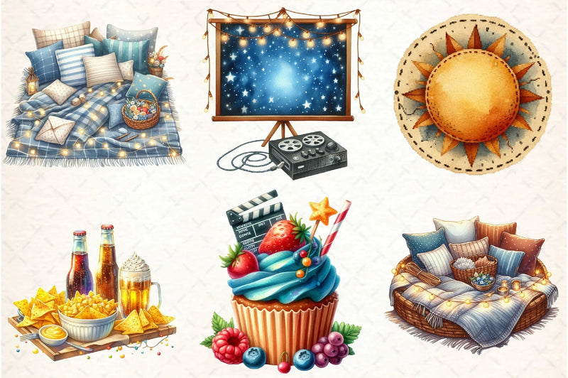 Summer Movie Night Clipart Bundle - CraftNest - Digital Crafting and Art